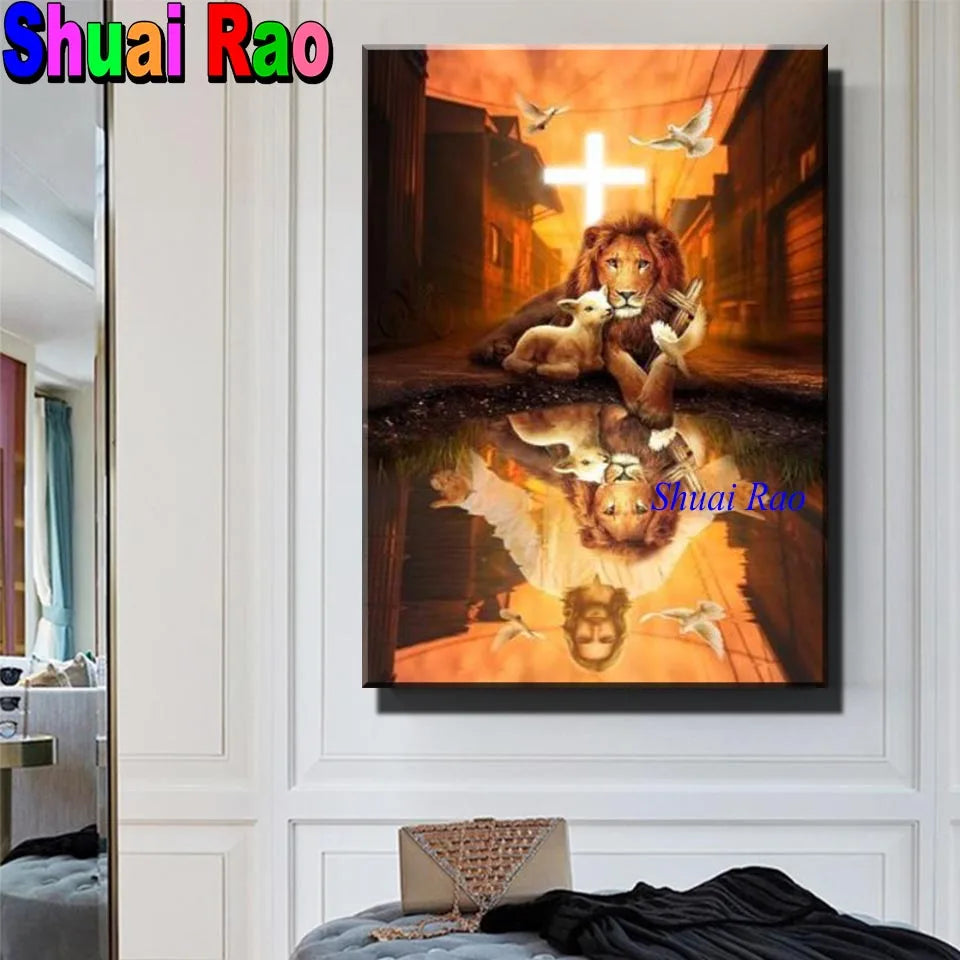 The Lion And The Lamb - Religious Diamond Painting, Full Round/Square – Diamond  Paintings Store