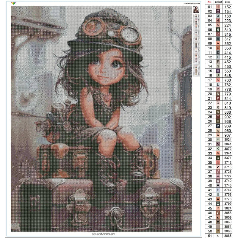 5D Diamond Painting Steam Punk Girl Reading Kit