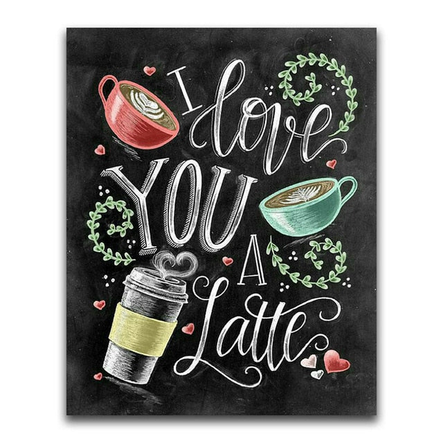 Creative Black Board Love And Coffee Message | Chalkboard Diamond Painting  Kit | Full Square/Round Drill 5D Diamonds | Colorful Chalk Messages