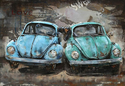 Diamond Paintings, Twin Volkswagen Beetles - Automobile Diamond Painting, Full Square/Round 5D Diamonds