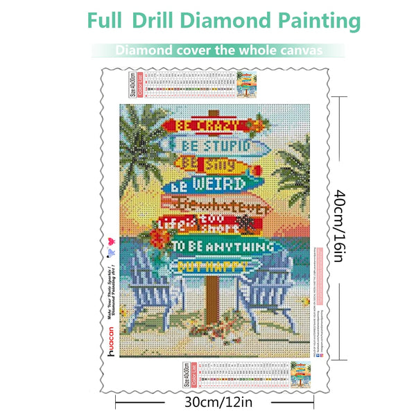 Diamond Paintings, Fun Beach Sign - Beach Diamond Painting, Full Round/Square 5D Diamonds