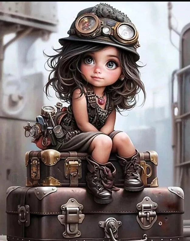 5D Diamond Painting Steam Punk Girl Reading Kit