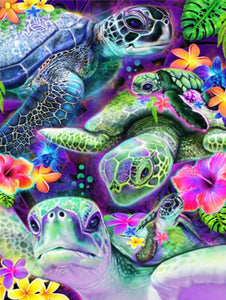 Diamond Paintings, Sea Turtle Pals - Animal Diamond Painting, Full Square/Round 5D Rhinestone Embroidery