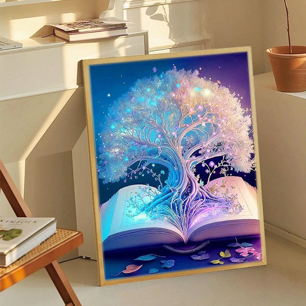 Diamond Paintings, Snow Covered Tree On Book - Abstract Diamond Painting, Full Round/Square 5D Diamonds