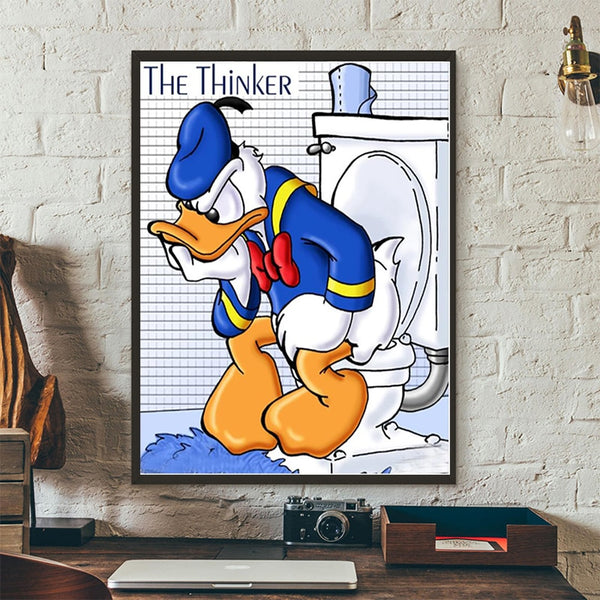 Diamond Paintings, Donald Duck The Thinker - Funny Cartoon Diamond Painting, Full Round/Square 5D Diamonds