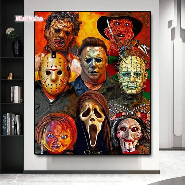 Horror Characters - Halloween Diamond Painting, Full Round/Square Rhinestone Embroidery, Scary Art