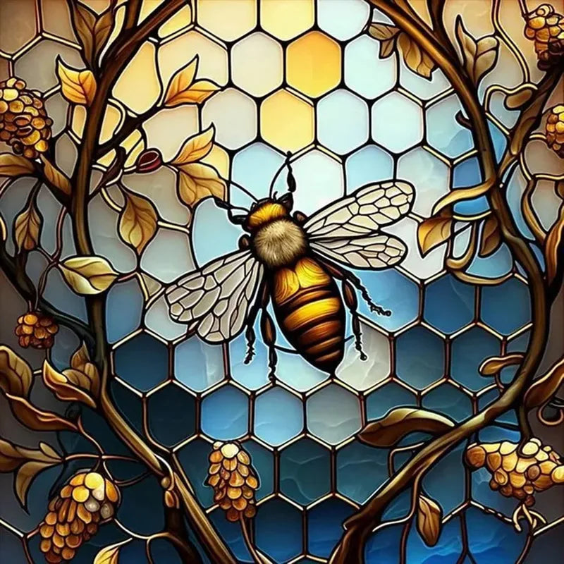 Golden Bee Honeycomb - Animal Diamond Painting, Full Square/Round 5D Diamonds, Bee Art