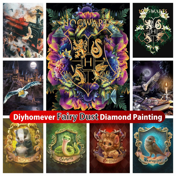 Diamond Paintings, Colorful Wizard Crest - Diamond Painting, Full Round/Square 'Fairy Dust' Diamonds, DIY Sci Fi