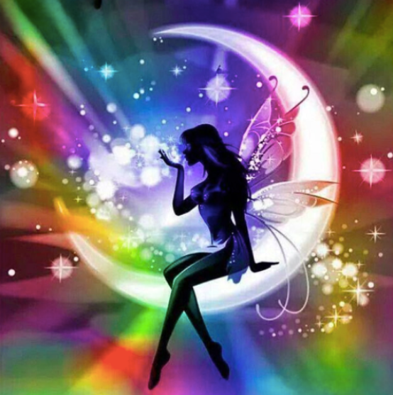 Diamond Paintings, Colorful Fairy Moon - Fantasy Diamond Painting, Full Square/Round 5D Diamonds