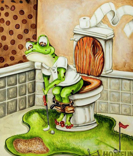 Diamond Paintings, Golfing Frog - Cartoon Diamond Painting, Full Square/Round 5D Diamonds