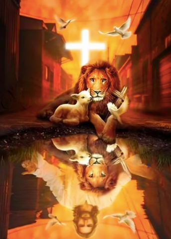 The Lion And The Lamb - Religious Diamond Painting, Full Round/Square 5D Diamonds, Jesus Art
