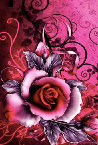 Diamond Paintings, Abstract Red Rose - Floral Diamond Painting, Full Square/Round Drill 5D Diamonds
