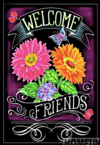 Diamond Paintings, Floral Greeting - Welcome Sign Diamond Painting, Full Square/Round 5D Rhinestones, DIY Diamond