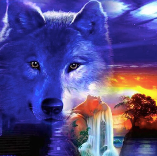 Diamond Paintings, Sky Wolf - Animal Diamond Painting, Full Square/Round 5D Diamonds