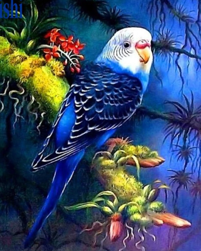 Diamond Paintings, Brilliant Blue Parrot - Animal Diamond Painting, Full Square/Round 5D Diamonds