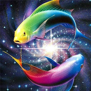 Diamond Paintings, Rainbow Koi Fish - Animal Diamond Painting, Full Round/Square 5D Diamonds