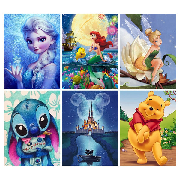 Diamond Paintings, 25 Famous Cartoon Designs - DIY Cartoon Diamond Painting Kit, Full Round Diamonds