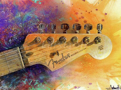 Diamond Paintings, Abstract Guitar Diamond Embroidery - Full Square/Round Diamonds, Music Room Art
