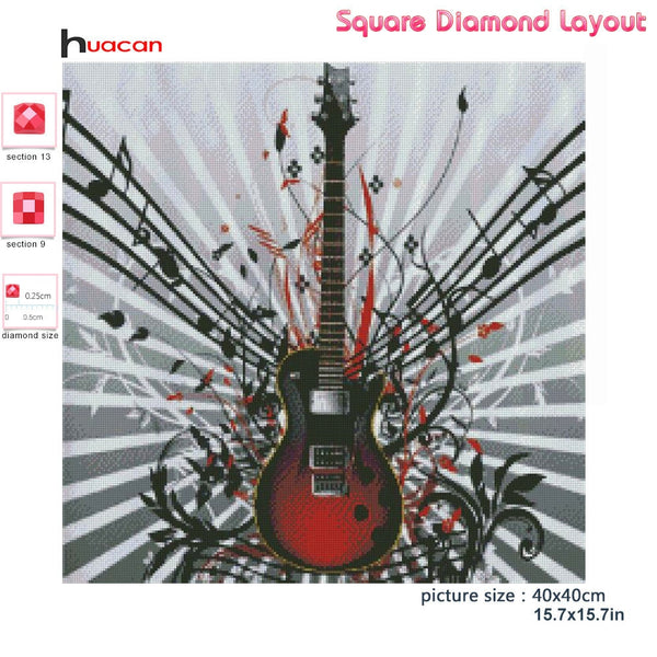 Diamond Paintings, Guitar And Music Notes - Music Instrument Diamond Painting, Full Round/Square 5D Diamonds