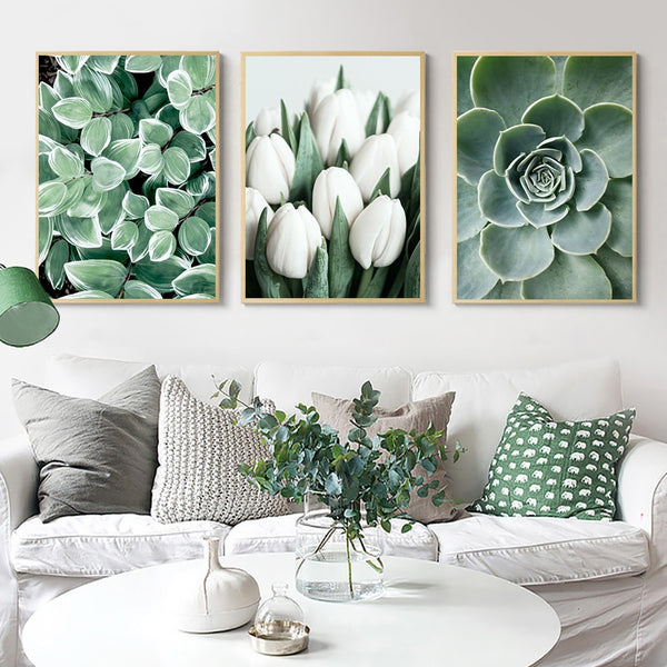 Diamond Paintings, Modern Floral Diamond Painting - Full Round Diamonds - Green Flowers/Plants