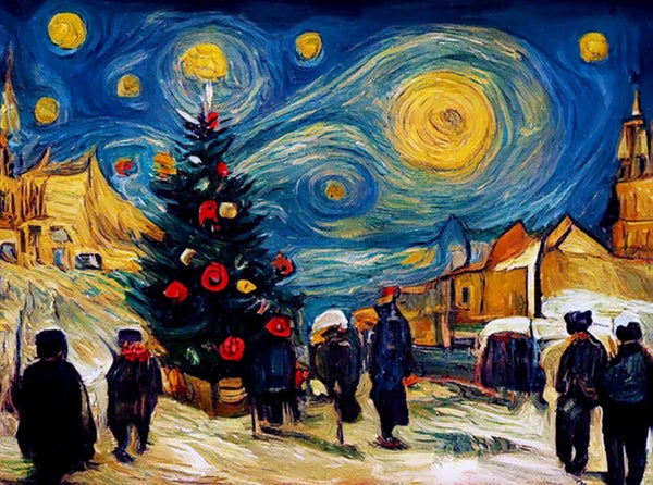 Diamond Paintings, Van Gogh Christmas Tree - Abstract Diamond Painting Kit, Full Round/Square 5D Diamonds