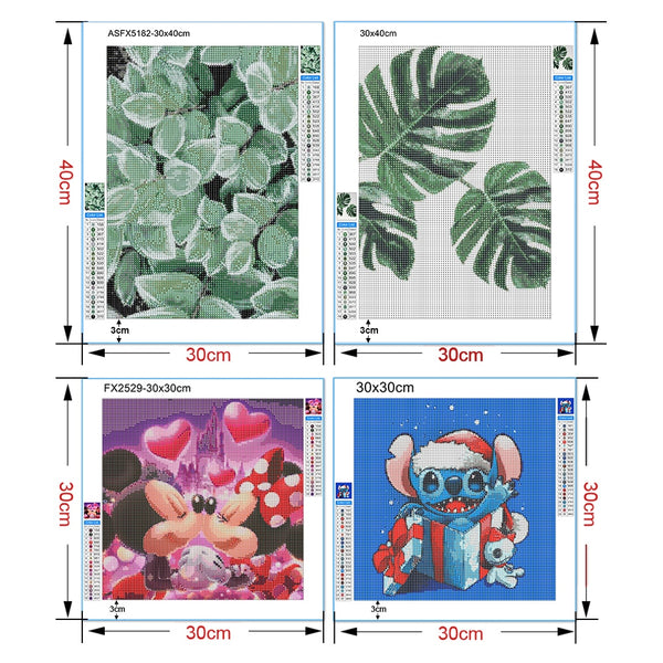 Diamond Paintings, Modern Floral Diamond Painting - Full Round Diamonds - Green Flowers/Plants