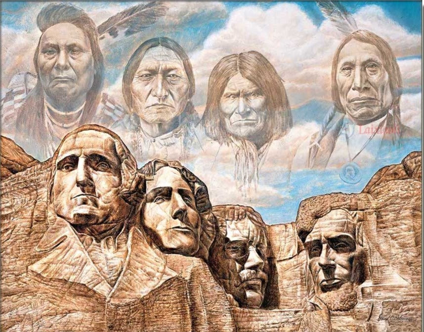 Native Mount Rushmore - Native American Diamond Art - Full Round