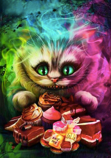 Diamond Paintings, Cheshire Cat Diamond Art - DIY Cartoon Diamond Painting, Full Round/Square Rhinestone Embroidery