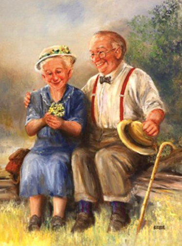 Diamond Paintings, Happy Elderly Couple - Portrait Diamond Painting Art - 5D Square/Round Diamonds
