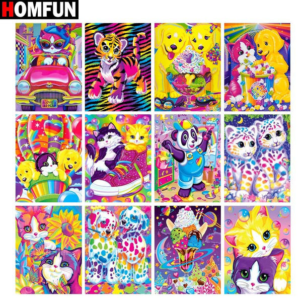 Rainbow Spotted Puppies | Animal Cartoon Diamond Painting | Full Square/Round Drill 5D Rhinestones | DIY Diamond Painting | Cross Stitch Embroidery -Diamond Painting Kits, Diamond Paintings Store