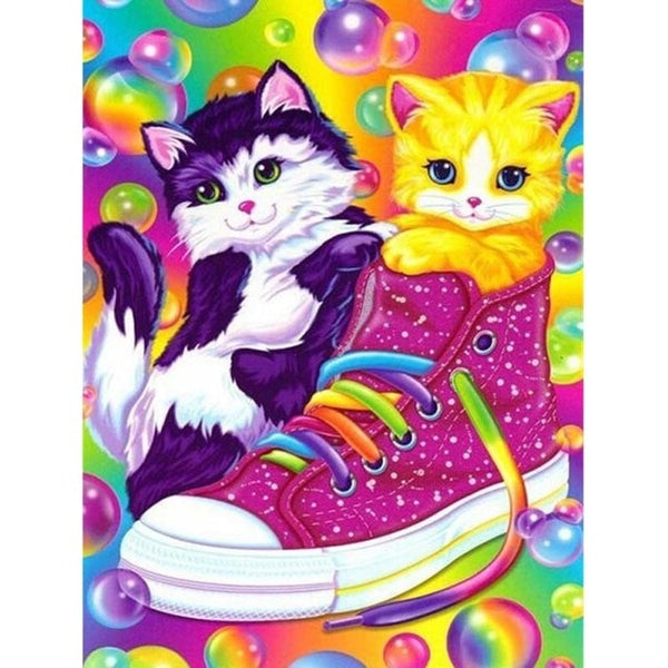 Kitties In Shoe | Animal Cartoon Diamond Painting | Full Square/Round Drill 5D Rhinestones | DIY Diamond Painting | Cross Stitch Embroidery -Diamond Painting Kits, Diamond Paintings Store