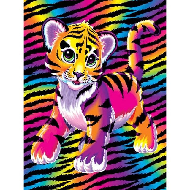 Bengal Tiger Cub | Animal Cartoon Diamond Painting | Full Square/Round Drill 5D Rhinestones | DIY Diamond Painting | Cross Stitch Embroidery -Diamond Painting Kits, Diamond Paintings Store