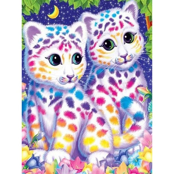 White Leopard Cubs | Animal Cartoon Diamond Painting | Full Square/Round Drill 5D Rhinestones | DIY Diamond Painting | Cross Stitch Embroidery -Diamond Painting Kits, Diamond Paintings Store