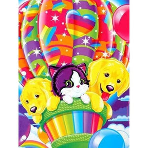 Puppy Kitten Balloon Ride | Animal Cartoon Diamond Painting | Full Square/Round Drill 5D Rhinestones | DIY Diamond Painting | Cross Stitch Embroidery -Diamond Painting Kits, Diamond Paintings Store
