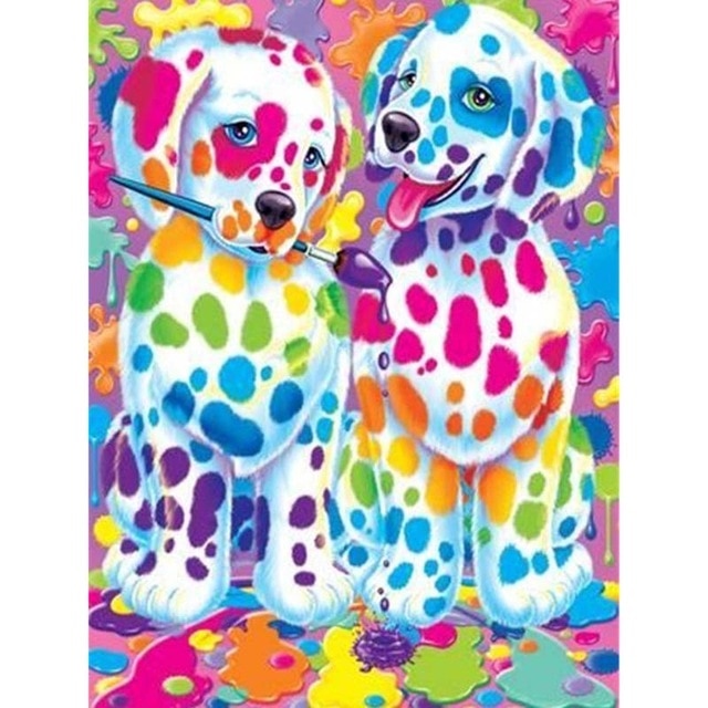 Rainbow Spotted Puppies | Animal Cartoon Diamond Painting | Full Square/Round Drill 5D Rhinestones | DIY Diamond Painting | Cross Stitch Embroidery -Diamond Painting Kits, Diamond Paintings Store