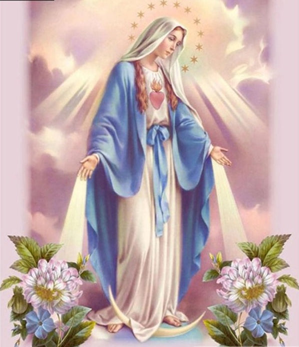 Virgin Mary Religious Portrait | Religious Diamond Painting | DIY Saint Mary Portrait | Mother Of Jesus | 5D Full Square Drill Diamonds -Diamond Painting Kits, Diamond Paintings Store