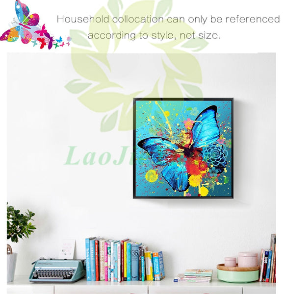 Black And White Butterfly | Animal Diamond Painting Kit | 5D Full Drill Square, Magic Round, Pebble Round Diamonds | DIY Rhinestone Embroidery -Diamond Painting Kits, Diamond Paintings Store