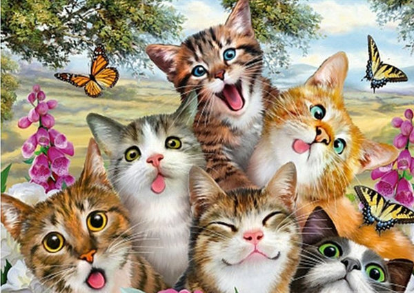 Full Square/Round Drill 5D Diamonds | Funny Cats Diamond Painting Kit | Animal Rhinestone Embroidery | Funny Face Cats Butterfly -Diamond Painting Kits, Diamond Paintings Store