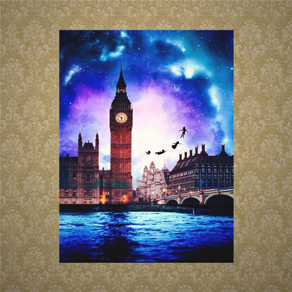 Big Ben Tower Clock | Scenic Diamond Painting Kit | 5D Full Round Drill Diamonds | River Thames -Diamond Painting Kits, Diamond Paintings Store