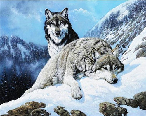 Wolf Diamond Painting Kit | Animal Diamond Painting Mosaic | Scenic Winter Landscape | Full Square Rhinestones -Diamond Painting Kits, Diamond Paintings Store