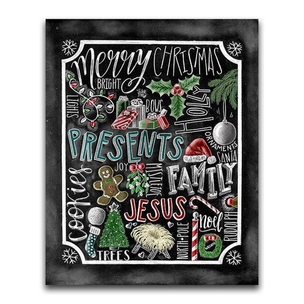 Creative Holiday Black Board Message | Chalkboard Diamond Painting Kit | Full Square/Round Drill 5D Diamonds | Colorful Chalk Messages - Diamond Paintings Store
