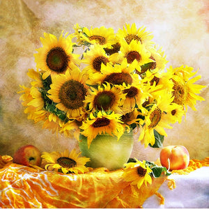 Still Life Sunflower Floral Diamond Painting | Special Shape Diamond Painting | Magic Round - Pebble Round - Full Square Diamonds | DIY Diamond Kit -Diamond Painting Kits, Diamond Paintings Store