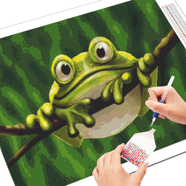 DIY Frog Diamond Painting Kit | Cartoon Full Square Diamond Embroidery | Animal Amphibian Toad Cute -Diamond Painting Kits, Diamond Paintings Store