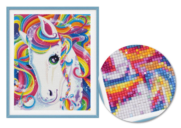 Rainbow Stallion | Animal Diamond Painting | DIY Diamond Kit | Full Square/Full Round Drill Rhinestone Embroidery | Wild Animal Portrait -Diamond Painting Kits, Diamond Paintings Store