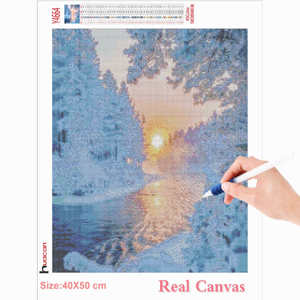 Winter Diamond Painting Kit | Scenic Forest Rhinestone Embroidery | Full Square Drill | Snow Covered Trees -Diamond Painting Kits, Diamond Paintings Store