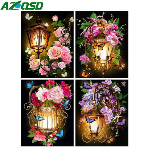 Flowers With Lights | Floral Diamond Painting | Full Round/Full Square Drill 5D Rhinestones | DIY Diamond Kit -Diamond Painting Kits, Diamond Paintings Store