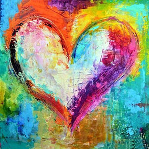 Abstract Heart Diamond Painting Kit | Full Square/Round Drill | Colorful Heart Embroidery | Love Affection Peace - Diamond Paintings Store