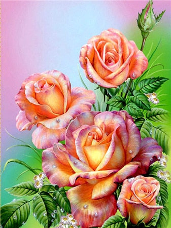 Beautiful Colored Roses | Floral Diamond Painting Kit | Full Round/Square Drill 5D Rhinestones Embroidery | DIY Diamond Kit -Diamond Painting Kits, Diamond Paintings Store