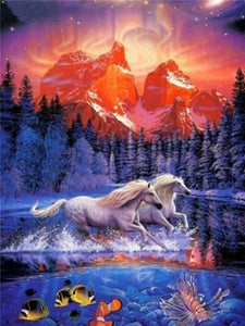Horses In The Wild | Animal Diamond Painting | DIY Diamond Kit | Full Square/Full Round Drill Rhinestone Embroidery | Wild Animal Portrait -Diamond Painting Kits, Diamond Paintings Store