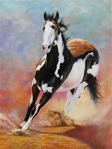Painted Horse Running | Animal Diamond Painting | DIY Diamond Kit | Full Square/Full Round Drill Rhinestone Embroidery | Wild Animal Portrait -Diamond Painting Kits, Diamond Paintings Store